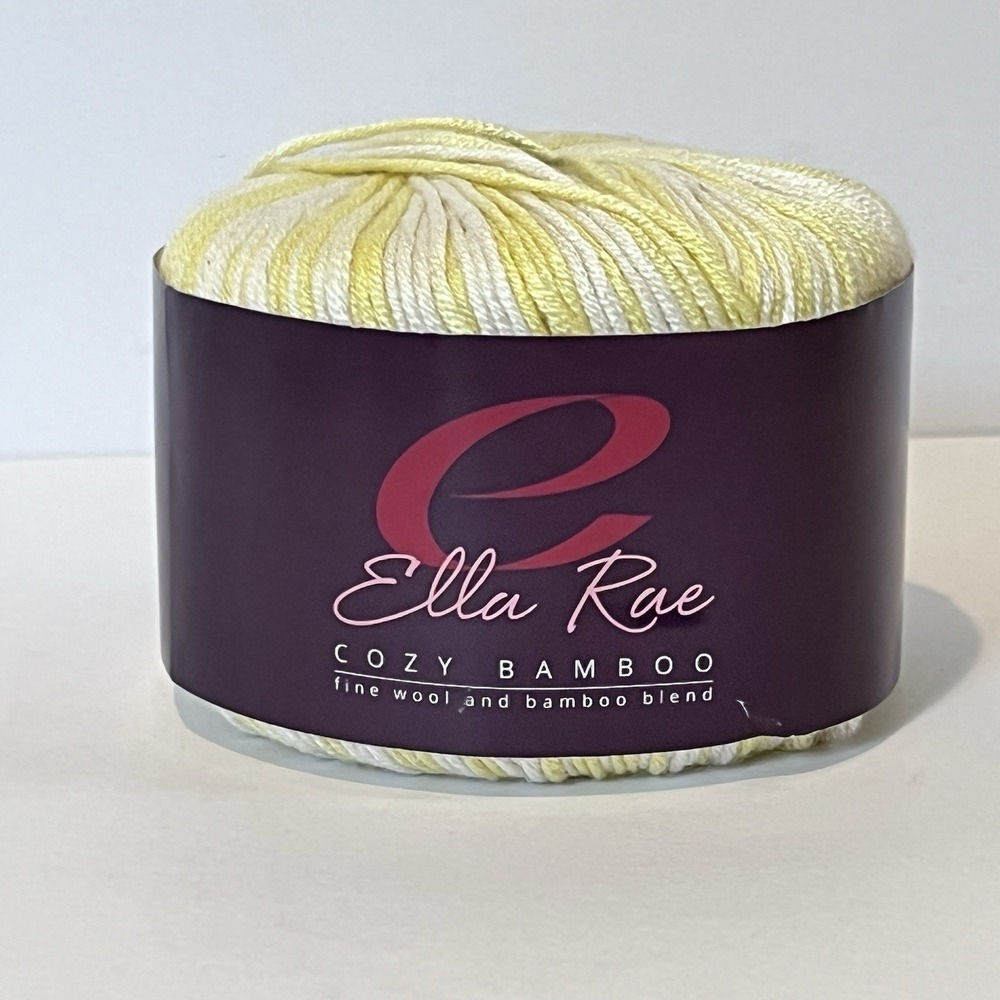 Ella‎ Rae Cozy Bamboo Yarn Wool 1.76 oz, 50g, 104 yds - #105 Pastel Yellow White